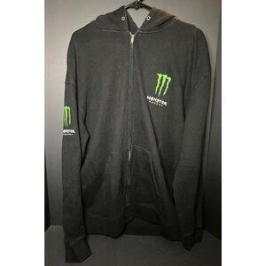 Monster Energy Full Zip Hoodie Mens XL Sweatshirt Unleash The Beast Grunge Y2K